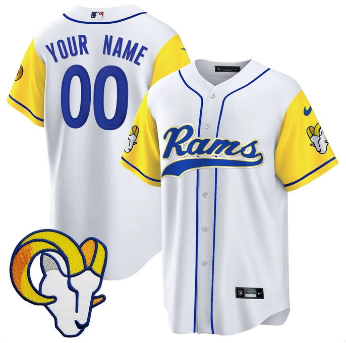 Men's Los Angeles Rams Active Player Custom White Stitched Baseball Jersey